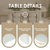 RGZ 71" Modern Cream White Oval Kitchen Table, Dining Table for 4-6 People, Easy to Assemble Accent Oval Dinner Room Table with White Ripple Legs for Home, Apartment, Dining Room, Kitchen RGZ