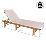 JONATHAN Y LNG1102A Mallorca 77.17"x23.62" Modern Classic Foldable Adjustable Wood Chaise Outdoor Lounge Chair with Cushion & Wheels, for Pool, Deck, Poolside, Beige/Natural