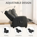 zzlay Leather Recliner Chair for Living Room, Modern Adjustable Home Theater Seating Single Sofa with Adjustable Backrest & Padded Armrests, Manual Push Back Armchair for Small Spaces,Black