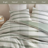 Madison Park Essentials Striped Comforter Set Queen Size, Yarn-Dyed Reversible Comforter with Minimalist Stripes, Crinkled Texture Bedding Set for All-Season Lightweight Warmth, Merritt Sage Green Madison Park
