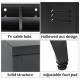 HOPUBUY Metal Storage Cabinet, Black Locker Cabinet with 2 Doors, Steel Storage Cabinet with Removable Shelves for Bedroom Home, Garage, Office HOPUBUY