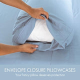 ClevaHome Twin Size Sheet Set - 4 Piece Soft Breathable Luxury Bed Sheet Set - Shrinkage & Fade Resistant Embroidered Bedding Sheet with Deep Pocket, 2 Extra Pillowcases (Twin, Chambray Blue) Cleva