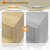 VINGLI Nightstands Set of 2 with Charging Station, LED Nightstand Fluted with Rounded Edge, 19"W Mid Century Modern Nightstand for Bedroom, Fluted Bed Side Table, Oak Night Stand, 18.9"W*15"D*22.4"H VINGLI