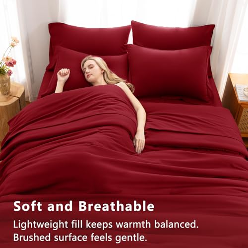 CozyLux King Size Comforter Set Dark Red, 7 Pieces Bed in a Bag King Comforter Set with Sheets, Bedding Set with Down Alternative Comforter, Fitted Sheets, Flat Sheets, Pillow Shams and Pillowcases