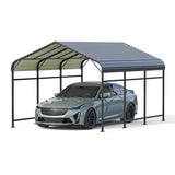 Patiowell 10'x15' Metal Carport, Heavy Duty Carport Canopy with Reinforced Frame and Galvanized Steel Roof, All-Weather Outdoor Car Shelter for Car, Truck, Boat and Tractor, Black Patiowell