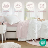 Intelligent Design Twin Comforter Set Ruched Shabby Chic Comforters for Twin Size Bed, All Season Lightweight Comforter Twin, French Country Bedding Set, Sham, Ella, Twin/Twin XL, White, 2 Piece Intelligent Design