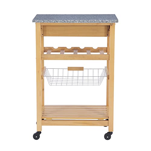 Linon Kitchen Island Granite Top, 33.88" x 22.8" x 15.63", Natural Linon