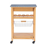 Linon Kitchen Island Granite Top, 33.88" x 22.8" x 15.63", Natural Linon