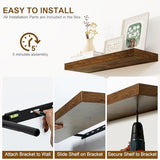 Fun Memories 55 Inch Fireplace Mantel Shelf -Long Floating Shelf, Wall Mounted Farmhouse Display Shelf with Invisible Heavy Duty Metal Bracket, Brown Fun Memories