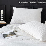 COTTEBED Reversible Chenille Cotton Twin Size Comforter Sets, Luxury Textured Stripe Soft Bedding Comforter Modern for Kid Child Teen Boy College Dorm,Lightweight All Season(White,Twin/Twin XL) COTTEBED