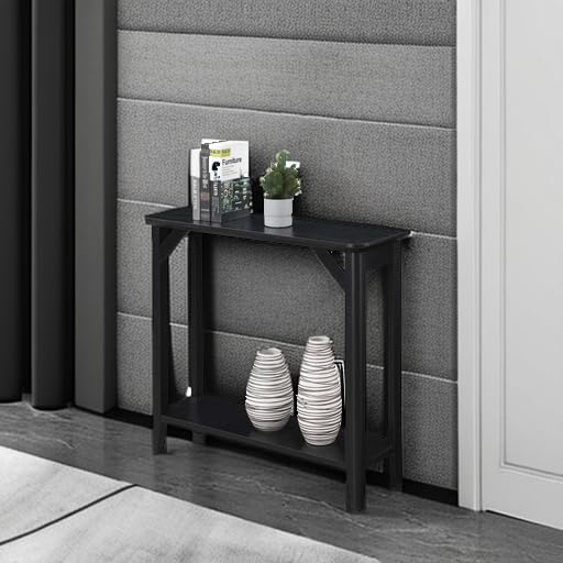 Convenience Concepts Winston Hall Table with Shelf, Black Convenience Concepts
