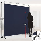 SIMFLAG 6FT Single Panel Room Divider with Wheels,Rolling Fabric Room Dividers for Partition Privacy Screens,Freestanding Wall Divider for Home Office,Restaurant,Hospital(Blue) SIMFLAG