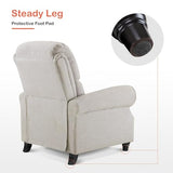 MCombo Pushback Recliner Chair, 3-Position Oversized Manual Recliner with Rolled Arms, Solid Wood Legs & Chenille Upholstery, Accent Reclining Chair for Living Room Office 4865 (Beige) MCombo