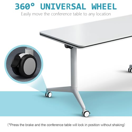 YLMYXB Folding Conference Table Modular Training Tables Conference Table with Wheels,Stackable Flip Top Table for Hotels Meeting Space Office(4, 55.1") YLMYXB