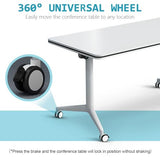 YLMYXB Folding Conference Table Modular Training Tables Conference Table with Wheels,Stackable Flip Top Table for Hotels Meeting Space Office(4, 55.1") YLMYXB