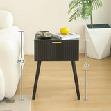 AWASEN Black Nightstand, Small End Tables Living Room, Accent Bedside Table with Fluted Drawer for Bedroom and Small Space, Black AWASEN