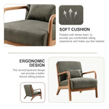 IOMOR Accent Chair Mid Century Modern Chair Linen Fabric Living Room Chairs with Solid Wood Frame Comfy Upholstered and Lumbar Pillow Reading Side Chair Easy Assembly for Bedroom Room (1, Linen Green) IOMOR