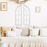 SwallowLiving 24" x 36" Farmhouse Rustic Farmhouse Cathedral Wood Architecture Window Frame Wall Decor Set of 2 SwallowLiving