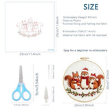 Zhenqing Three Christmas Squirrels Embroidery Kit for Beginners, Pre-Printed 29x29cm Circular Cotton Fabric with 20cm Hoop, Festive Animal Holiday Decor (C0198)