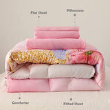 KINBEDY Toddler Bedding Set 4 Piece Pink Unicorn Crib Bedding Set for Girls Soft Cute Floral Toddler Bed Sheets Comforter Set Baby Bedroom Set, Include Comforter, Flat Sheet, Fitted Sheet, Pillowcase KINBEDY