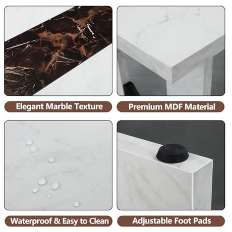 Loomie 6FT Conference Table for 6-8 People, 71 Inch Large Rectangular Meeting Table with Marble-Color Tabletop, Modern Seminar Table for Office Conference Room, Boardroom (White Marble) Loomie