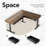 HUANUO Electric L Shaped Standing Desk, 63″x55″ Height Adjustable Corner Computer Desk with 2 Under Desk Drawers & Open Storage Sapce, Sit Stand Up Table with Power Strip Tray & Cable Grommets, Walnut HUANUO