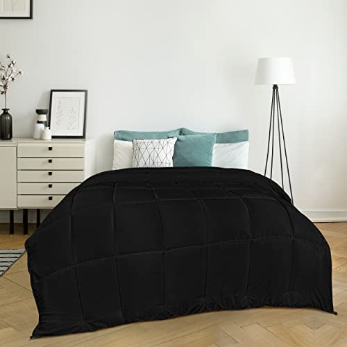 Utopia Bedding Comforters King Size, All Season Duvet Insert, Down Alternative Box Stitched Bed Comforter with Corner Tabs, Machine Washable (Black) Utopia Bedding