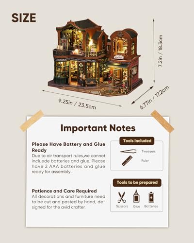 DIY Miniature House Kit, DIY Dollhouse Kit for Adults to Build, Mini Magic House Miniature kit, Model Building Book Nook Diorama Kit, Ideal Gifts for Mothers Day Birthday Christmas(Magic Book Shop)