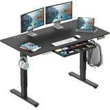 SHW 55 x 28 Inches Electric Height Adjustable Standing Desk with Drawer and Memory Preset, Black SHW
