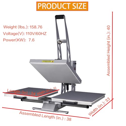 Heat Press Machine 16x24 Semi-Automatic: Auto Open Dual Platen Heat Press Machine - Large Format 110V Sublimation T-Shirt Press with Ultra-Precision Wire Tube and Teflon Technology WUMSTOT