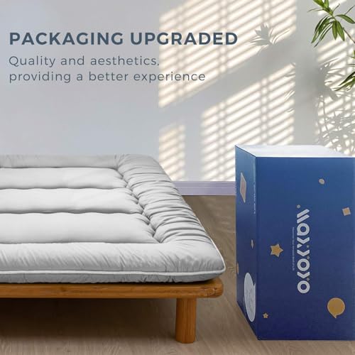 MAXYOYO Japanese Floor Mattress Futon Mattress, Thicken Daybed Sleeping Pad Foldable Roll Up Boys Girls Dormitory Kids Lounger Bed Couch and Sofa, Grey, Full MAXYOYO