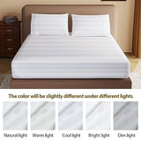 100% Egyptian Cotton Fitted Sheet King Size, 600 Thread Count, Single Fitted Sheet Only,16" Deep Pocket Sheet, Soft & Elastic Sateen Weave Bottom Sheet for Hotel & Home (White-Stripe, King) Zaizaihome