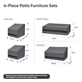 loriano Patio Furniture Covers 4 Piece, Outdoor Furniture Covers Waterproof, 600D Heavy Duty Lawn Patio Covers Set Grey-Black loriano