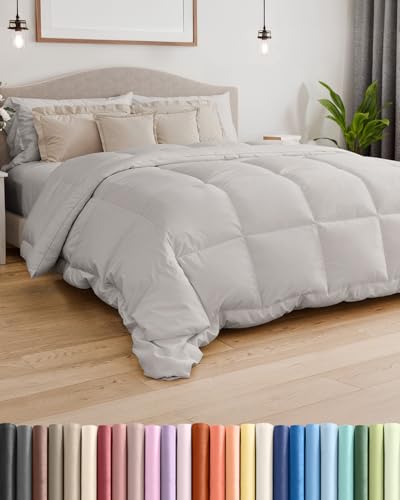 Queen Size, Light Gray Alternative Down Comforter - Warm, Lightweight & Breathable Hotel Quality Bedding for Men, Women, Kids & Teens - All Season Oversized Cooling Microfiber Duvet Insert Comforter CGK Unlimited