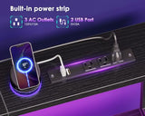 ODK 55 Inch Computer Gaming Desk with Power Outlets & 4 Drawers, Home Office Desk with Monitor Stand & Printer Shelves, Black ODK