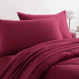 NTBAY Twin Comforter Set with Sheets, 5 Pieces Soft and Breathable Twin Bedding Set, Twin Bed in a Bag, Down Alternative Comforter Set Solid Color All Season, Kids Bedding Set, Wine Red NTBAY