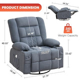 Rocker Recliner Chair with Heating and Kneading Massage for Adults,360°Swivel Rocker Recliner with Cup Holder and USB Charge Port for Living Room,Bedroom, Nursery