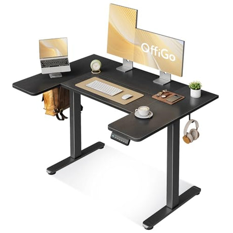 OffiGo U Shaped Electric Standing Desk, 48 Inch Height Adjustable Sit Stand Table, Writing Computer Desk for Home, Office, Workstation, Black OffiGo