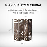Proman Products - Palm Spring Panel, Wooden Room Divider, Folding Screen Room Divider with Palm Leaf Design (Smoked Brown) Proman Products