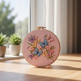 Embroidery Kit for Beginners & Adults Starter Kit, Cross Stitch Kits,DIY Hand Embroidery Needlepoint Set with Hoop, Pre-Printed Fabric, Threads and Instructions (Butterfly)
