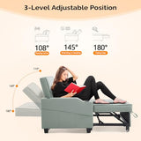 VINGLI Light Green Futon Sofa Bed Convertible Loveseat Sleeper Couch, Faux Leather Pullout Sofa Fold Out Couch Bed with USB Ports, Cup Holders, Armrest for Living Room, Bedroom Apartment Room VINGLI