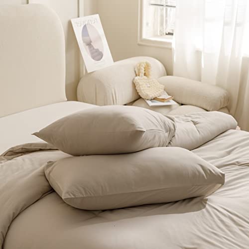 ROSGONIA Queen Comforter Set Oatmeal, 3pcs(1 Boho Oatmeal Comforter & 2 Pillowcases) All Season Soft Bedding Lightweight Bedspread Blanket Quilt ROSGONIA