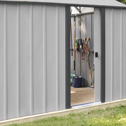 Arrow Shed 12' x 24' Murryhill Garage Galvanized Steel Extra Tall Walls Prefabricated Shed Storage Building, 12' x 24', Flute Gray - WoodArtSupply