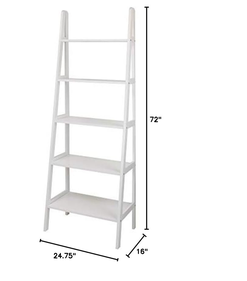 Casual Home 5-Shelf Ladder Bookcase, White Casual Home