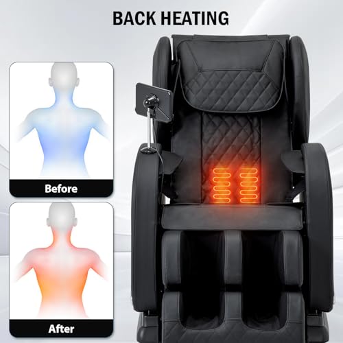 AVSAMOQ Massage Chair Full Body, Zero Gravity Massage Recliner with Air Pressure, 8 Fixed Points Massage Rollers, Heating, Foot Roller, LCD Screen Control, Home Office Use AVSAMOQ