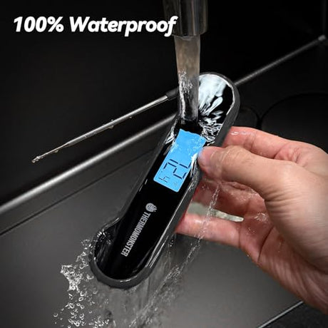 0.5 Sec Instant Read Meat Thermometer Digital with ±0.5℉ Precision, Food Thermometer for Cooking Kitchen Gadgets, Oven Grill Candy BBQ Essentials Accessories, Gifts for Him Dad Men Birthday, Black ThermoMonster
