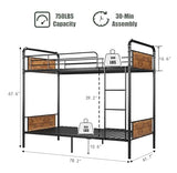 Garvee Industrial Twin Over Twin Bunk Bed, Convertible to 2 Separate Single Beds, Sturdy Metal Bunk Bed, Detachable Ladder & High Safety Guardrails for Safety, Space-Saving Design Garvee