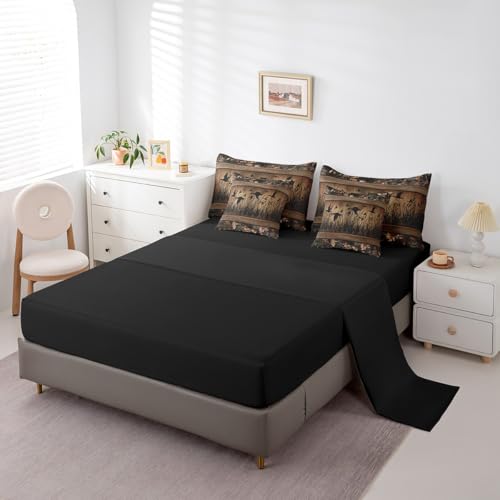 Erosebridal 7 Piece Camo Mallard Duck Comforter Set with Sheets for Kids Boys Men Rustic Farmhouse Cabin Bed in A Bag Queen,Hunting Woodland Duck Bedding Set Country Wood Board Animal Bed Set Erosebridal