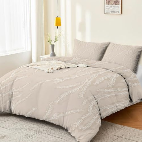 Double-Sided Printed Bedding with Minimalist Willow Exquisite Branches - Ultra-Soft Microfiber Duvet Cover Set Single Durable Zipper Closure, Comfortable Quilt Cover for Bedroom Décor Light Color Generic