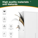 Letaya Metal White Storage Cabinet with Lock-71 Tall Metal Pantry Cabinets,5 Adjustable Shelves and Door for Home,Office,Kitchen,Warehouse,Utility Room(White) Letaya